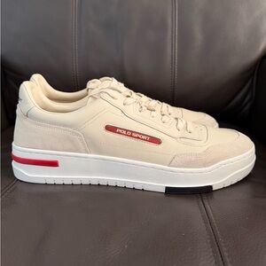 Polo by Ralph Lauren Cream and Red Low-Top Sneakers